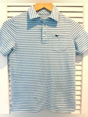 Vineyard Vines Polo striped Blue Boys 8-10